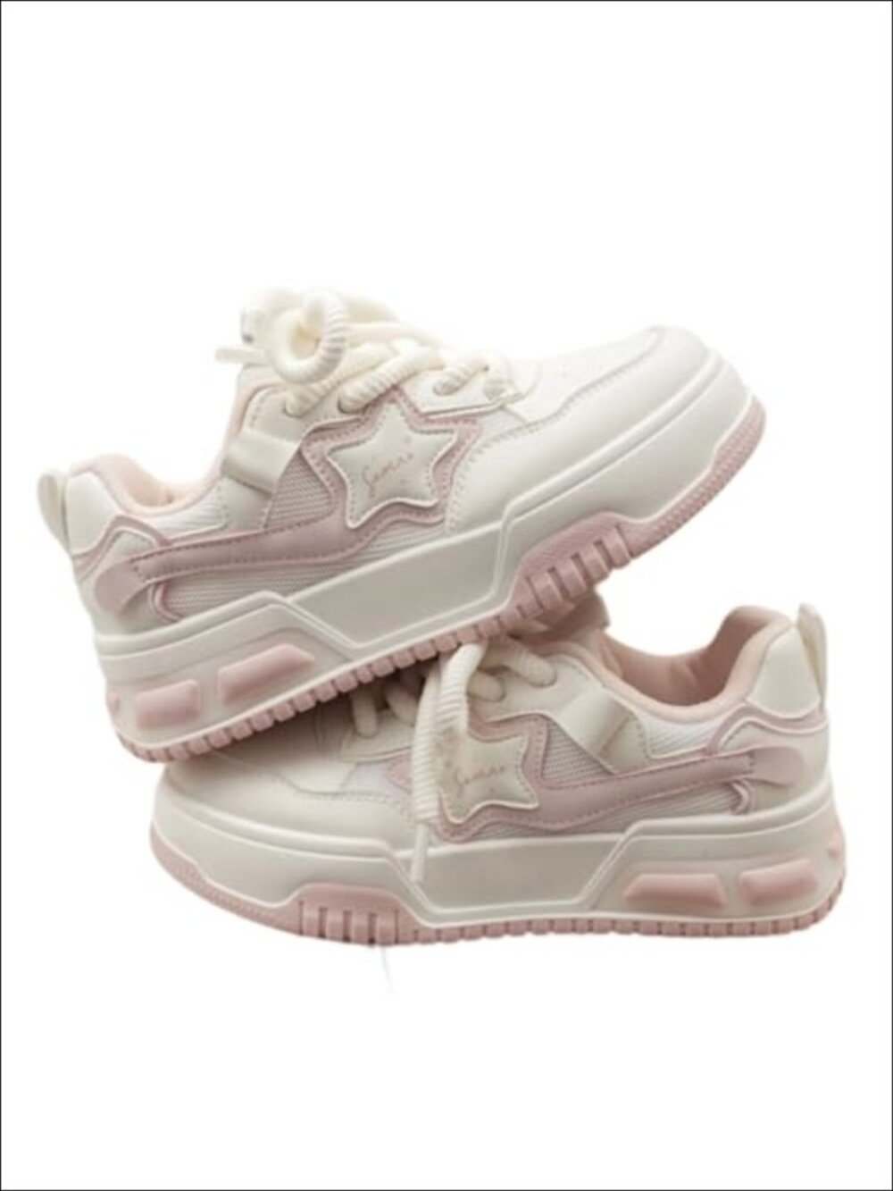Women Platform Chunky Sneakers Lace-Up Breathable Walking Shoes
